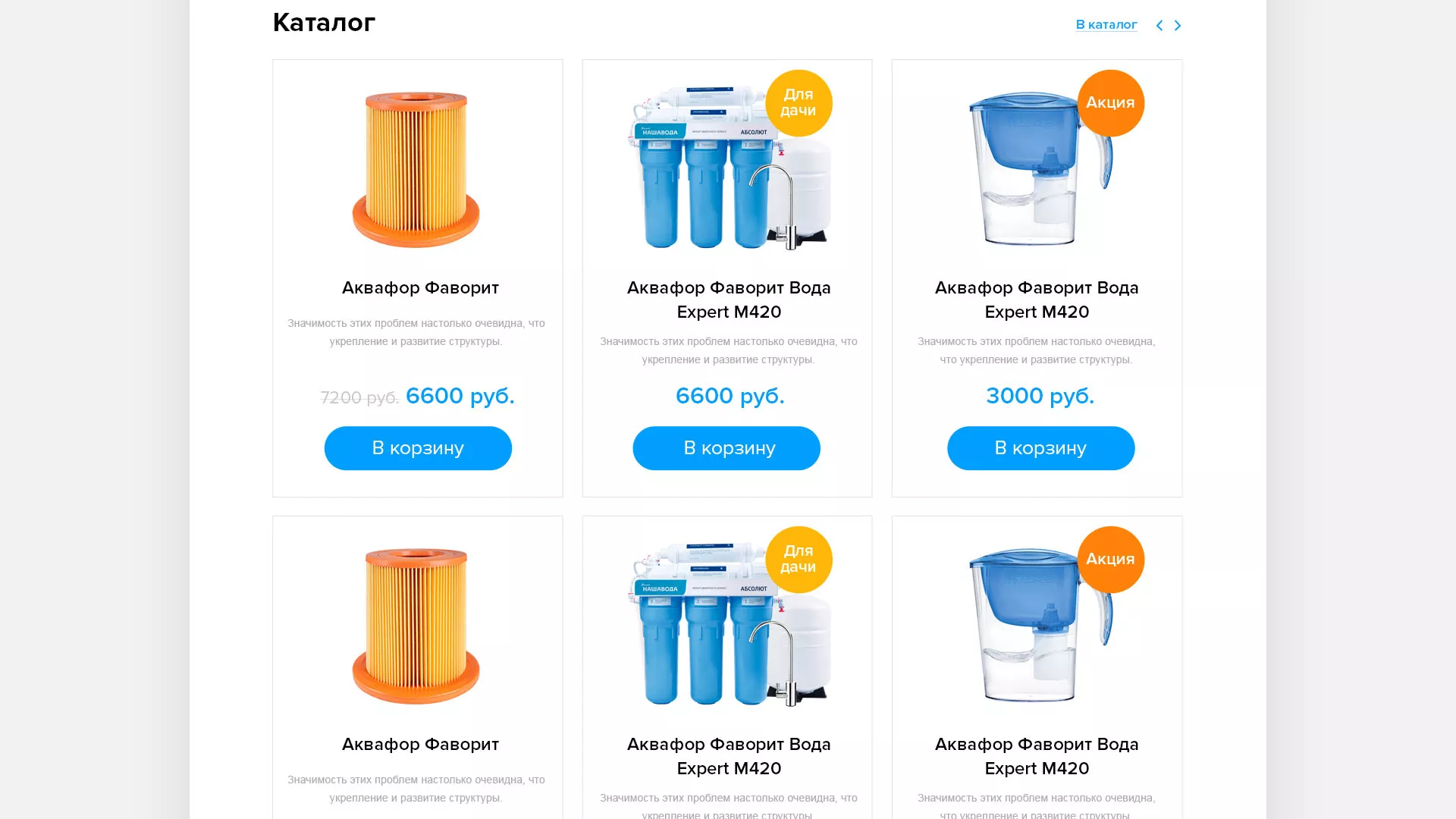 Создание интернет-магазина «Водолей» по продаже фильтров очистных сооружений в Тулуне